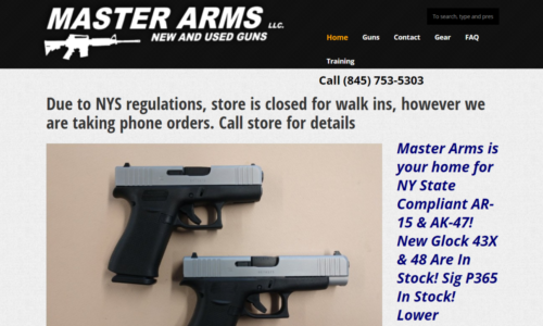 Example of Business website by RocklandWeb | Master Arms