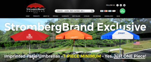 Example of Business website by RocklandWeb | Stromberg Brand Umbrellas